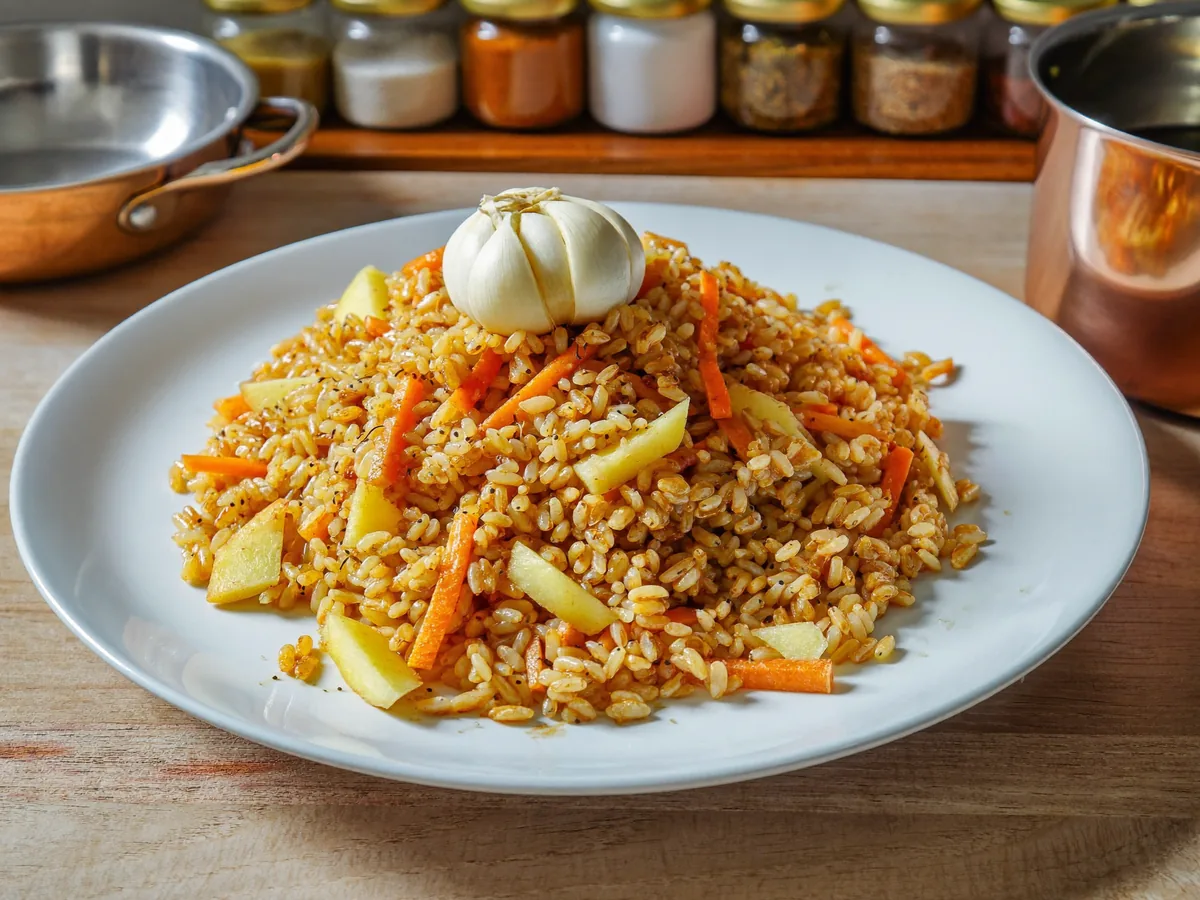 Сладкий плов с яблоками