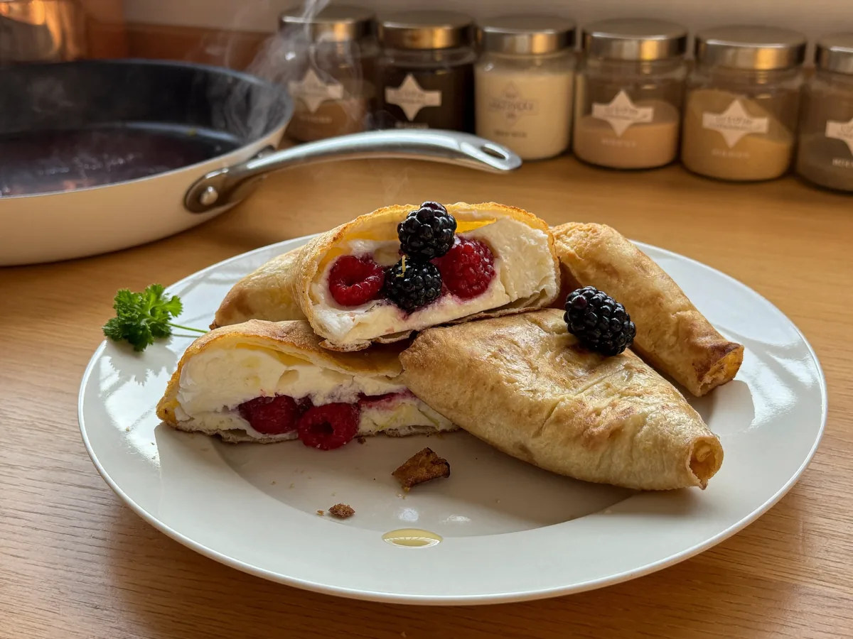 Слоёные конвертики с сыром Бри и ягодами