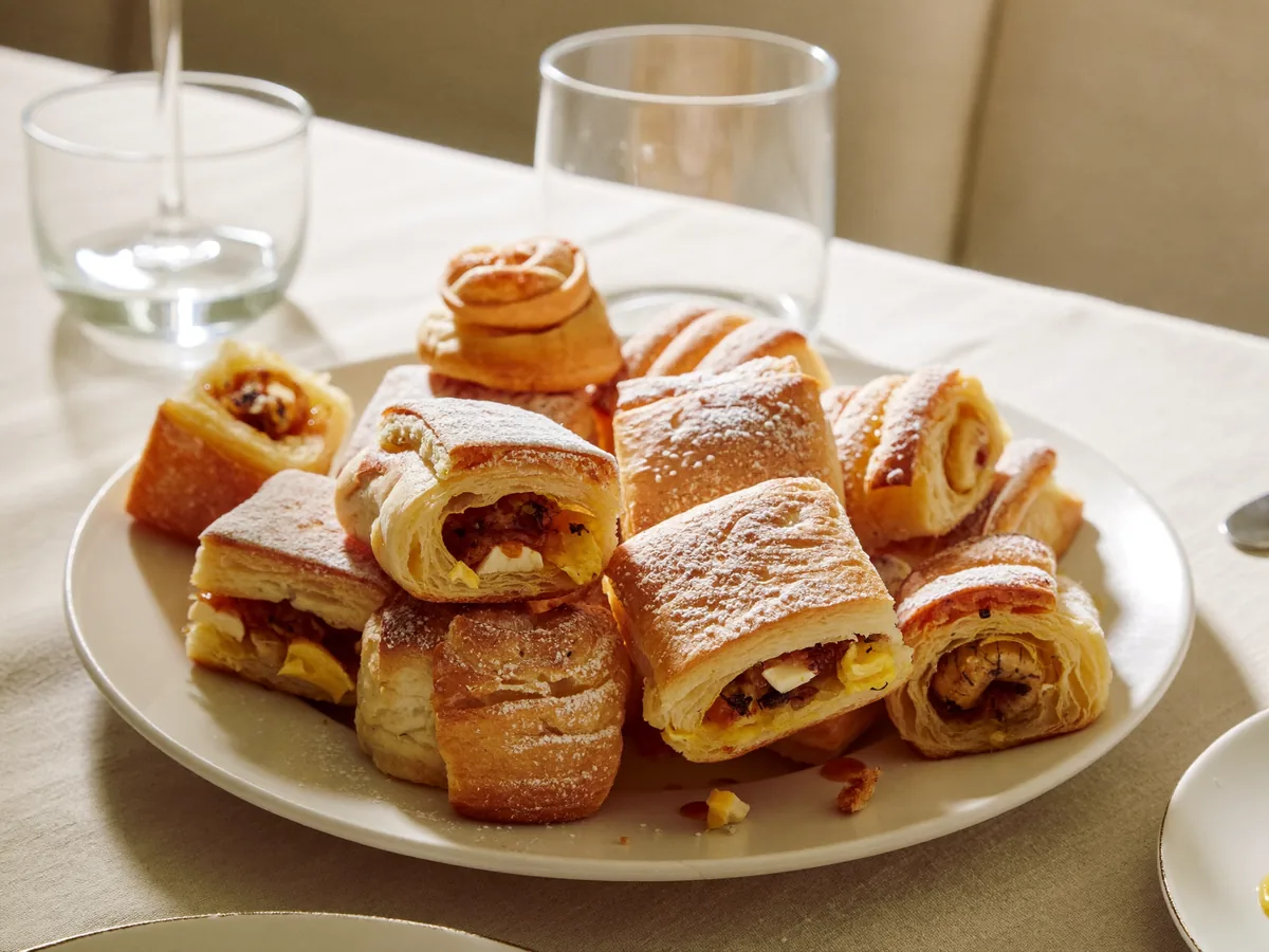 Слойки с орехами и вареньем