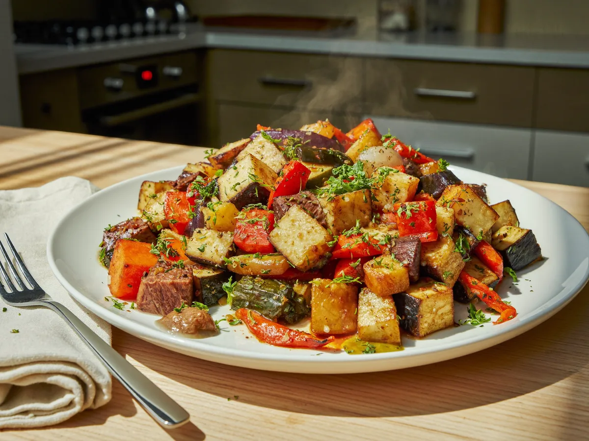 Соте из баклажанов с мясом