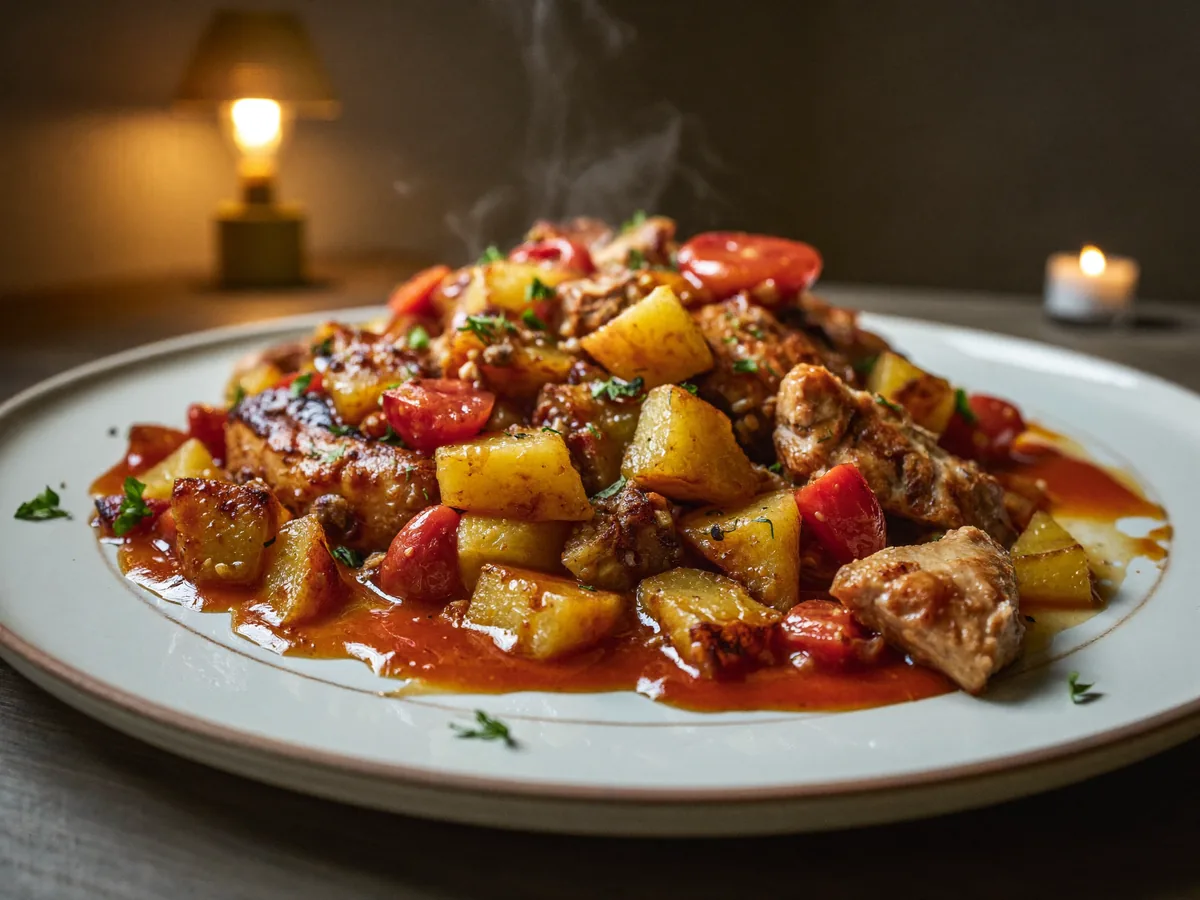 Спинки куриные с овощами в духовке