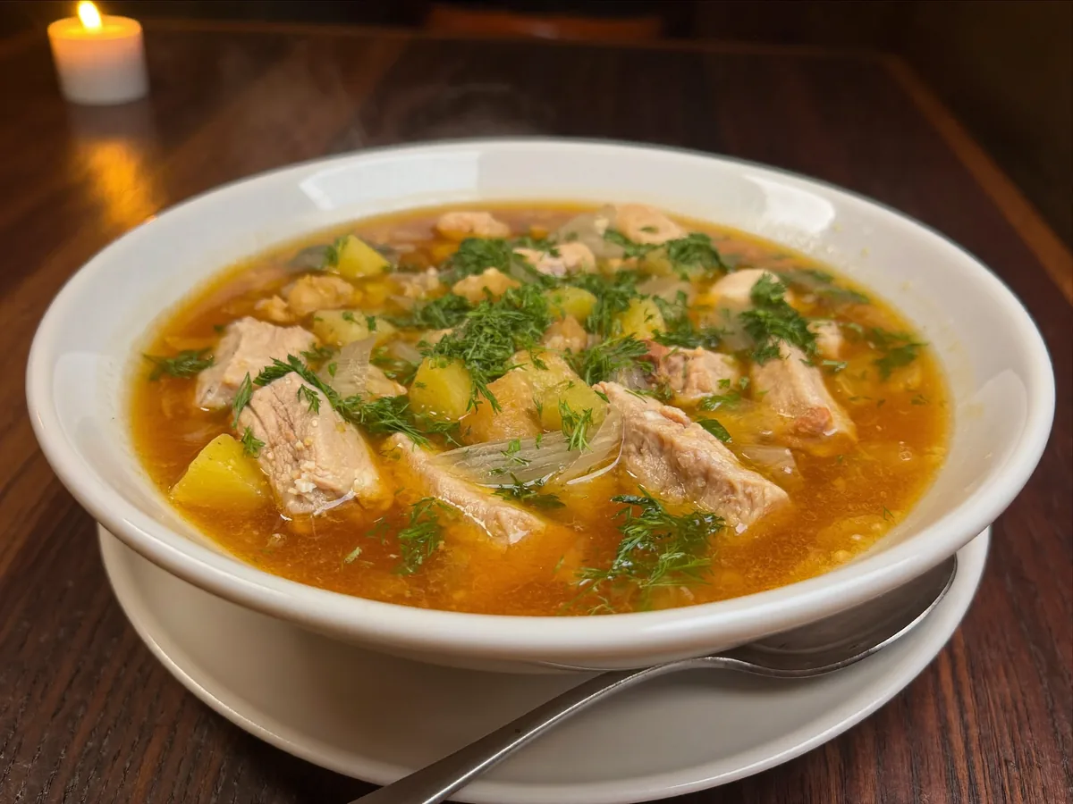 Суп чечевичный куриный с картошкой и зеленью