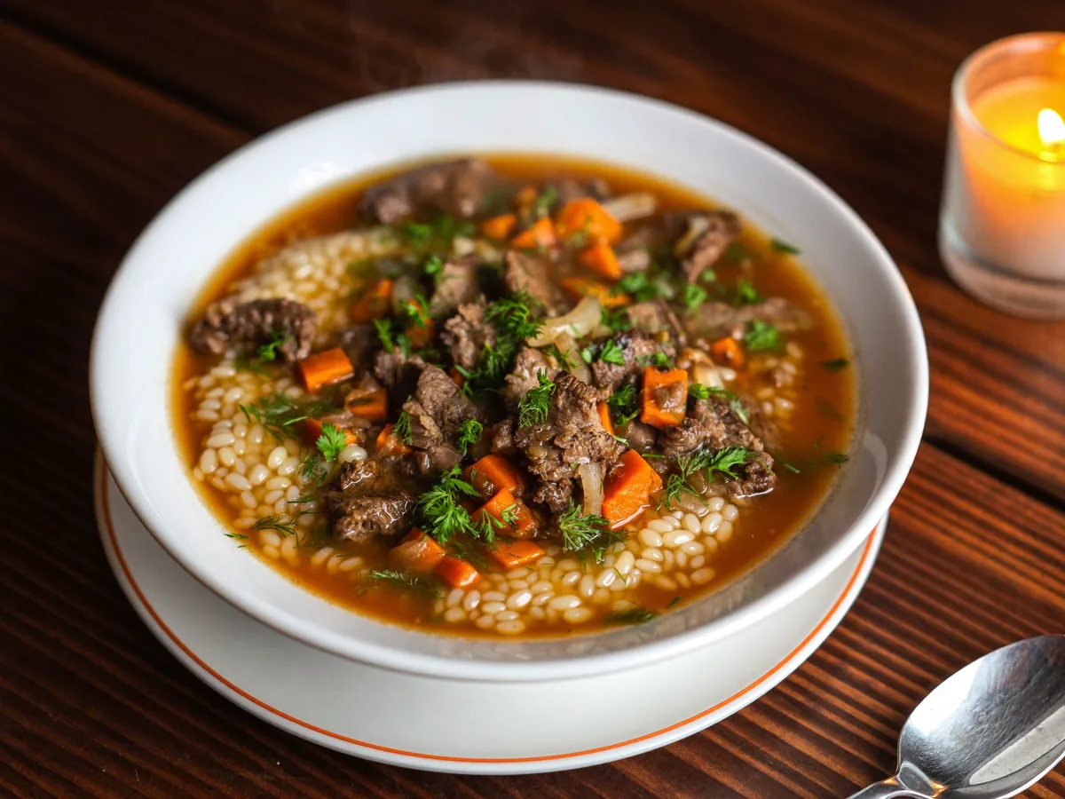 Суп из перловки с мясом