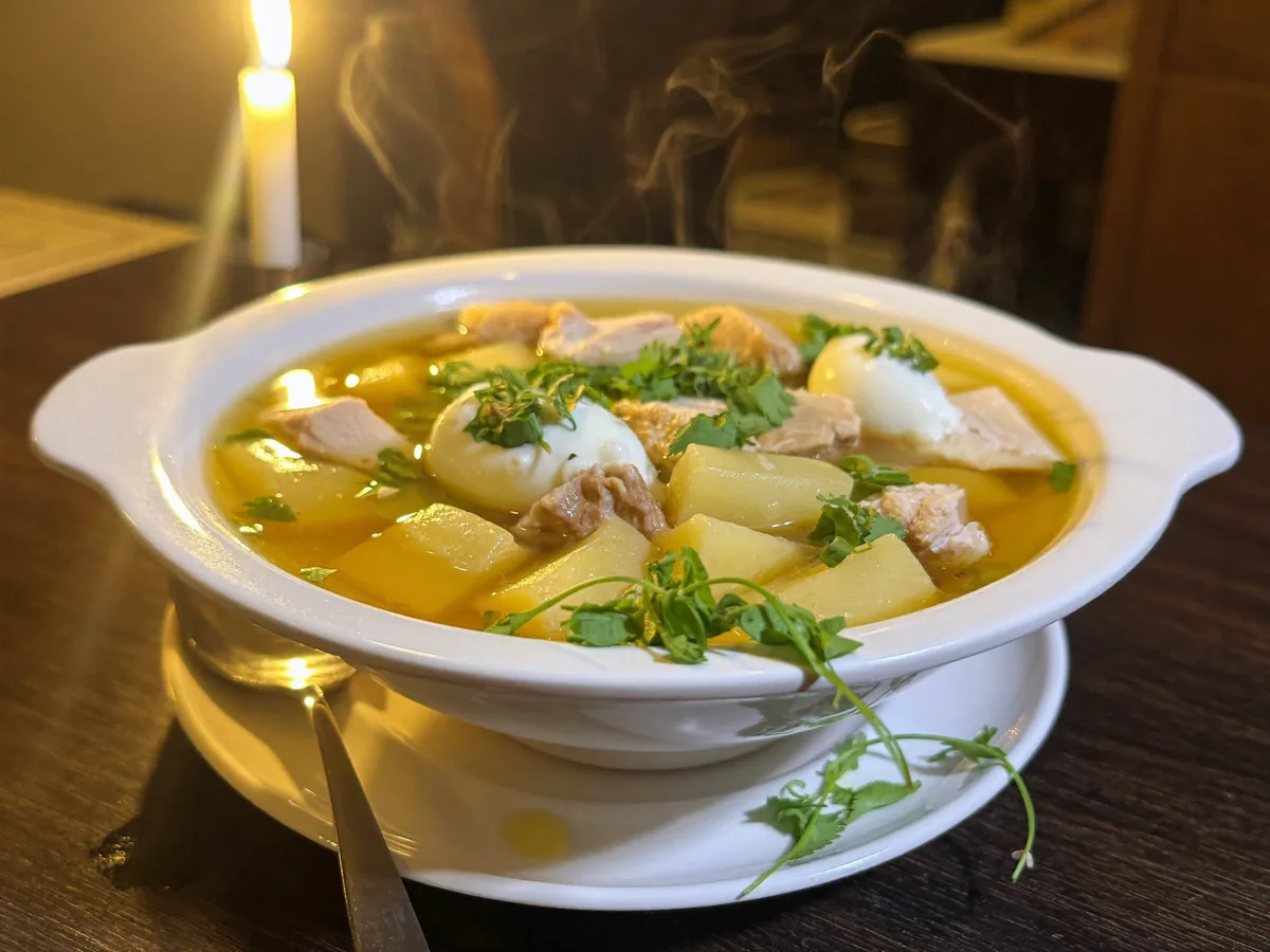 Суп из щавеля с яйцом и курицей