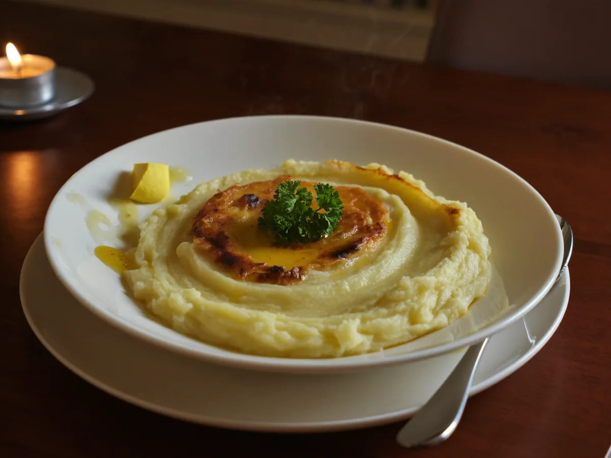 Суп пюре картофельный с гренками