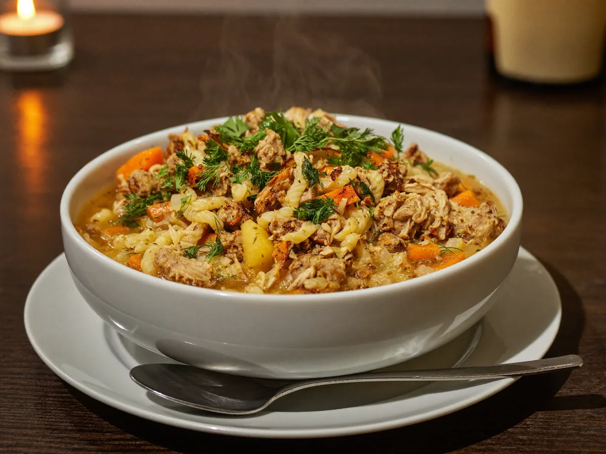 Суп с курицей и макаронами