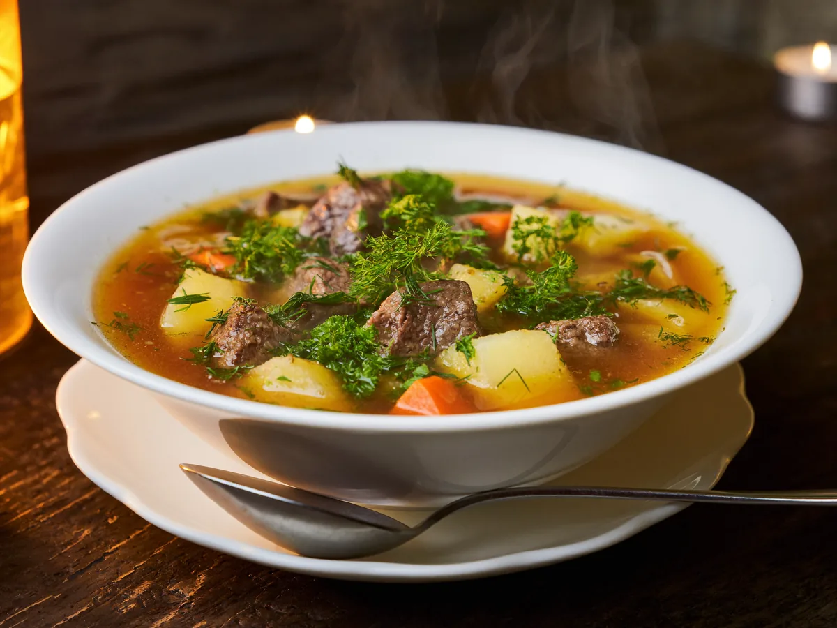Суп с мясом в мультиварке