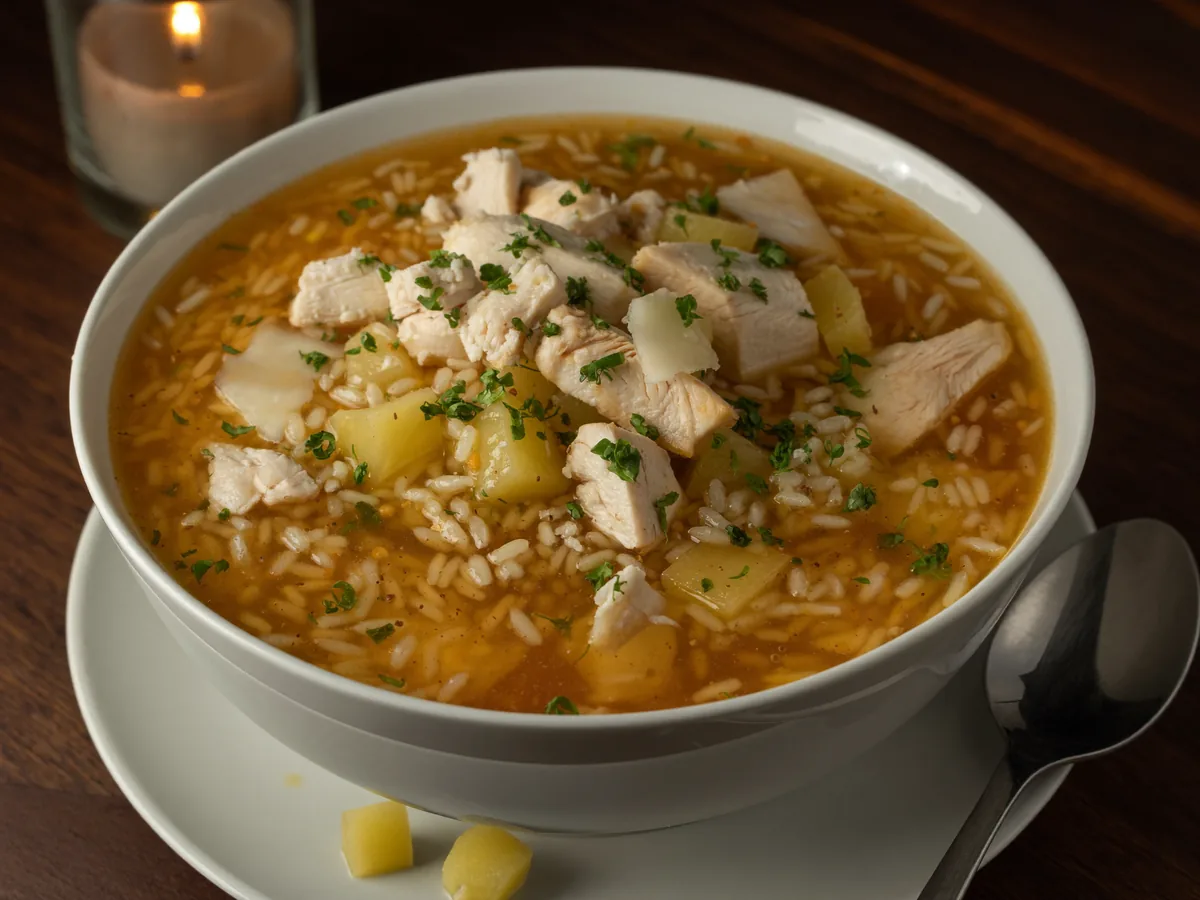 Сырный куриный суп с рисом