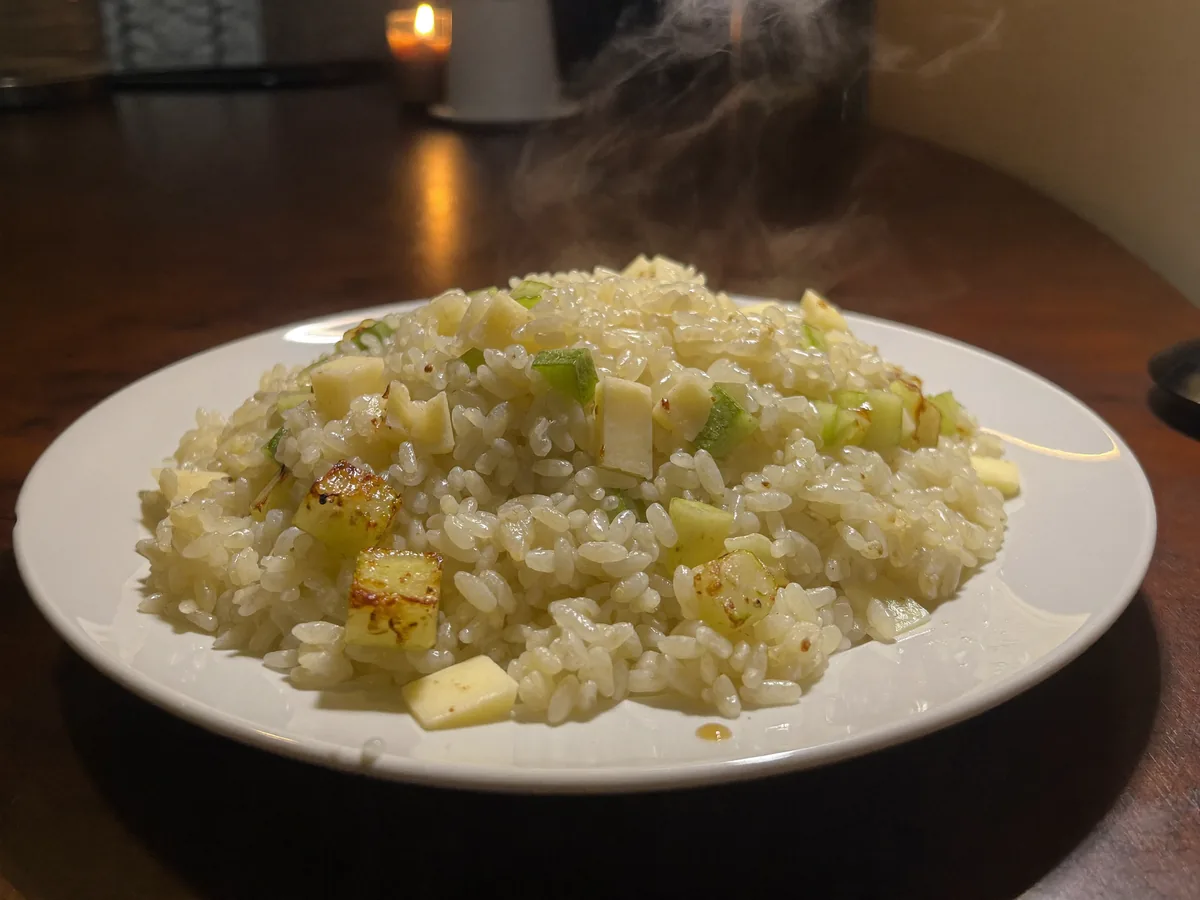 Сырный рис с кабачками