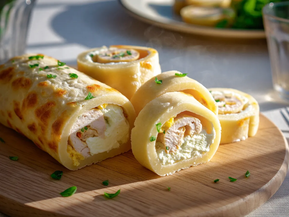 Сырный рулет с начинкой в духовке