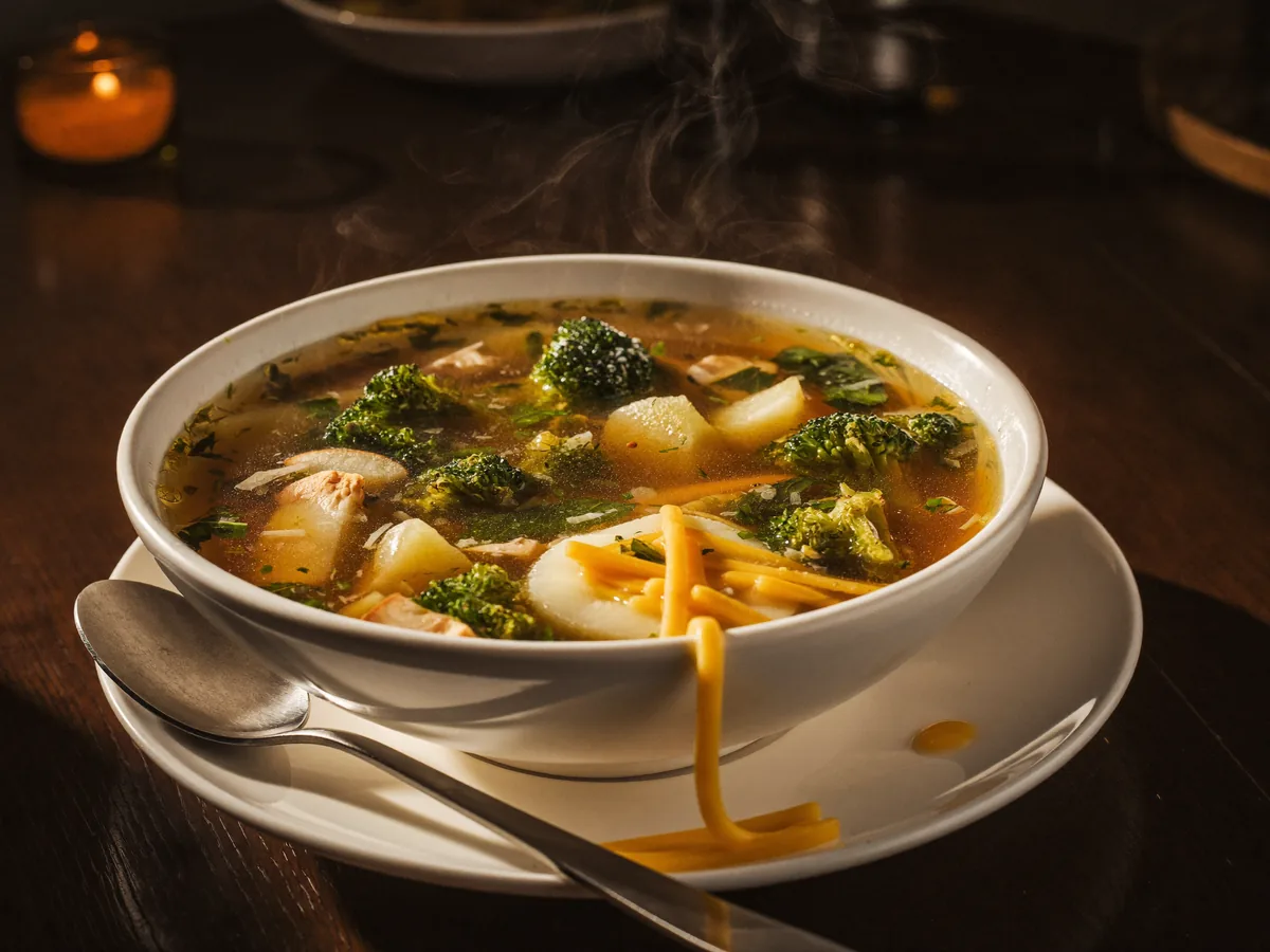 Сырный суп с брокколи и шампиньонами