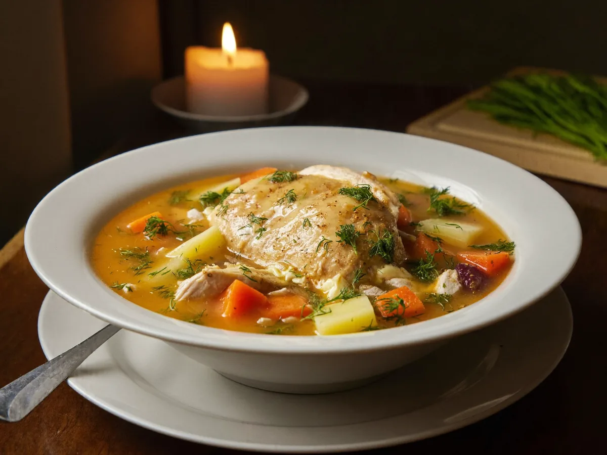Сырный суп с куриной грудкой
