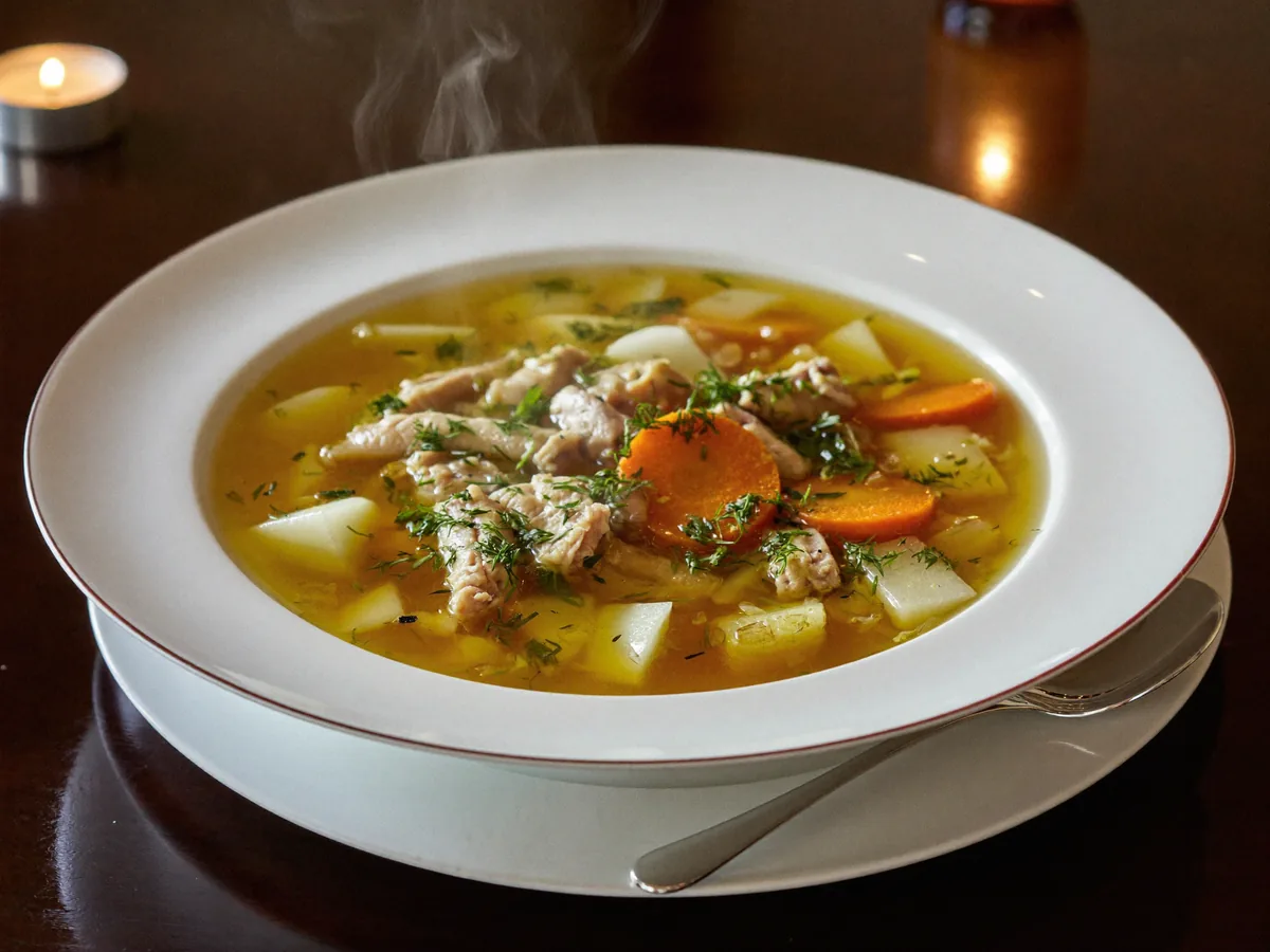 Сырный суп с куриными желудками