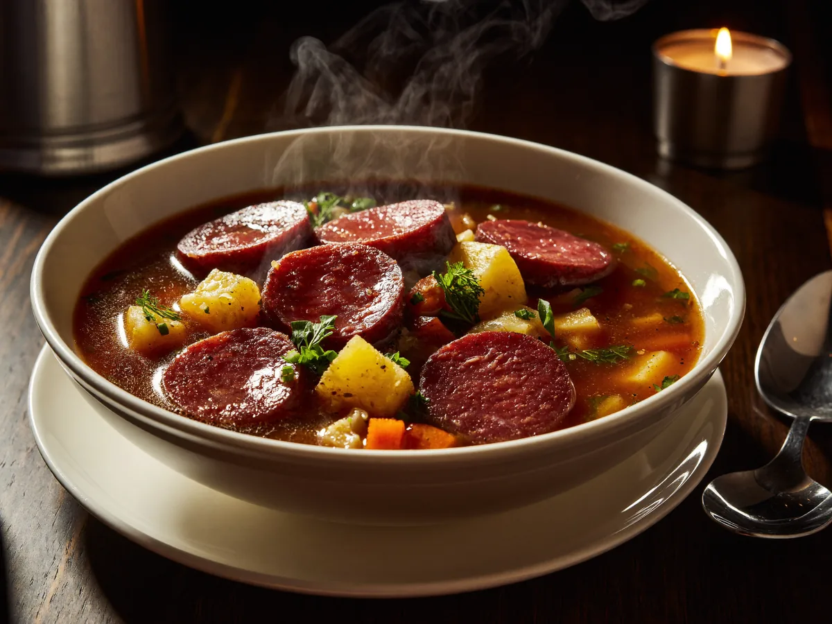 Сырный суп с плавленым сыром и колбасой