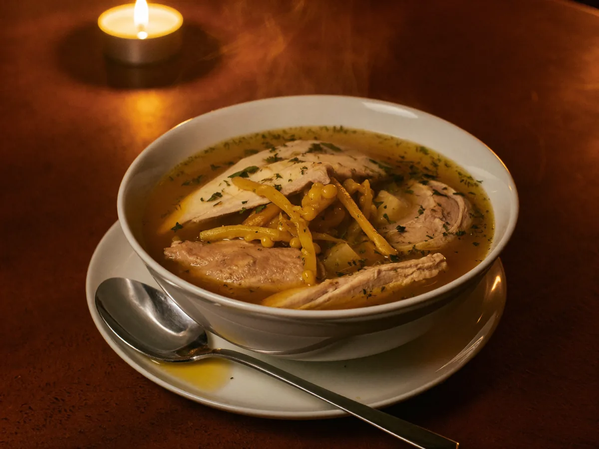 Сырный суп с плавленым сыром и кукурузой (на курином бульоне)