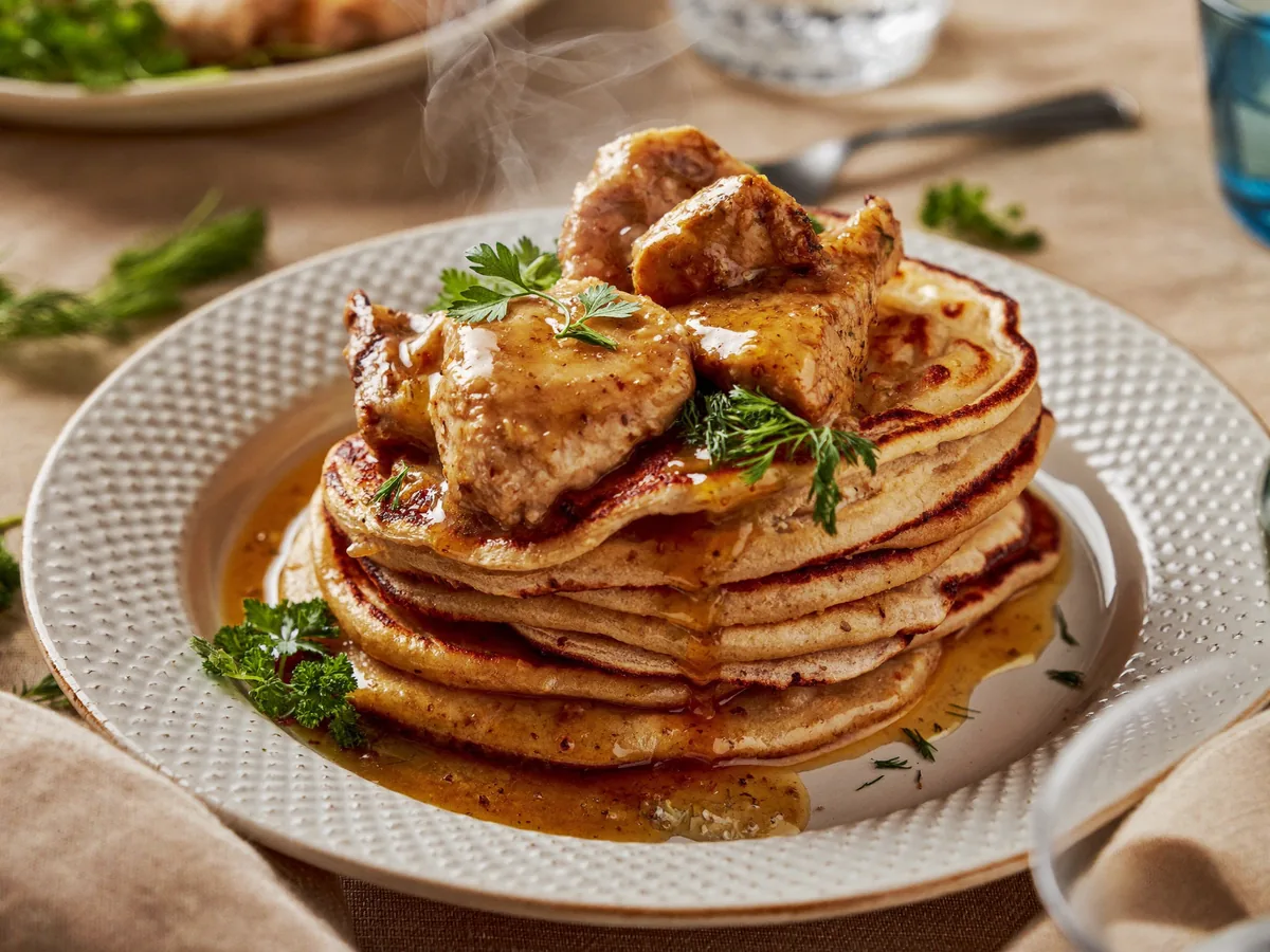 Торт из яичных блинов с куриной начинкой