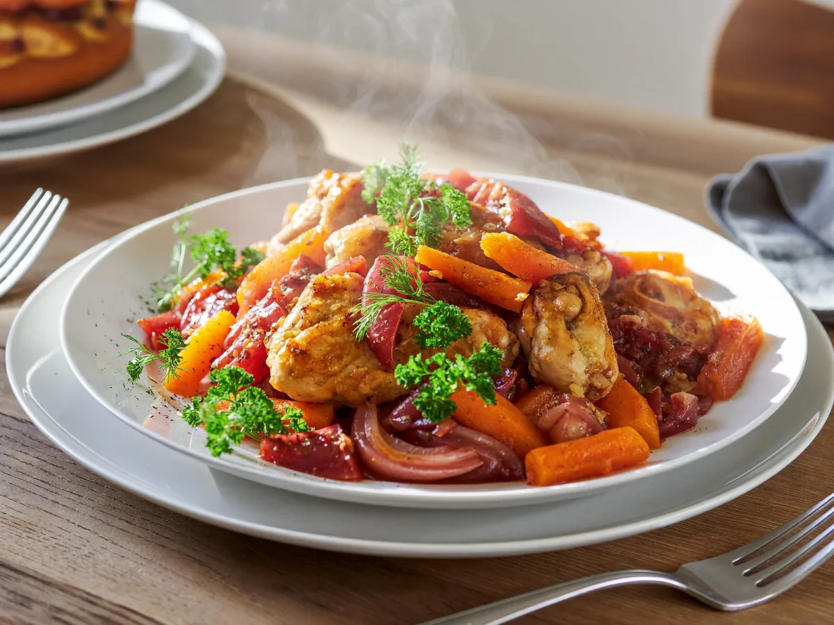 Тушеная курица с овощами в мультиварке