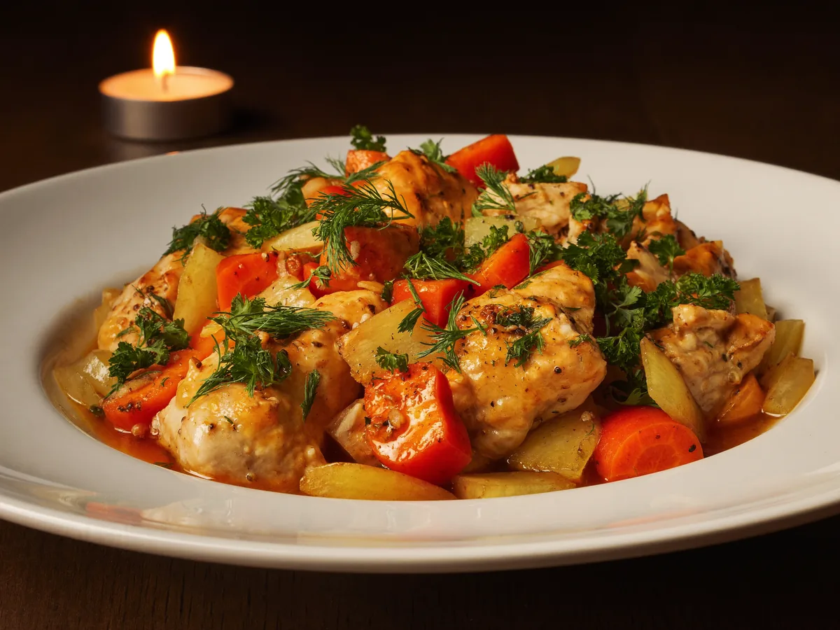 Тушеная курица