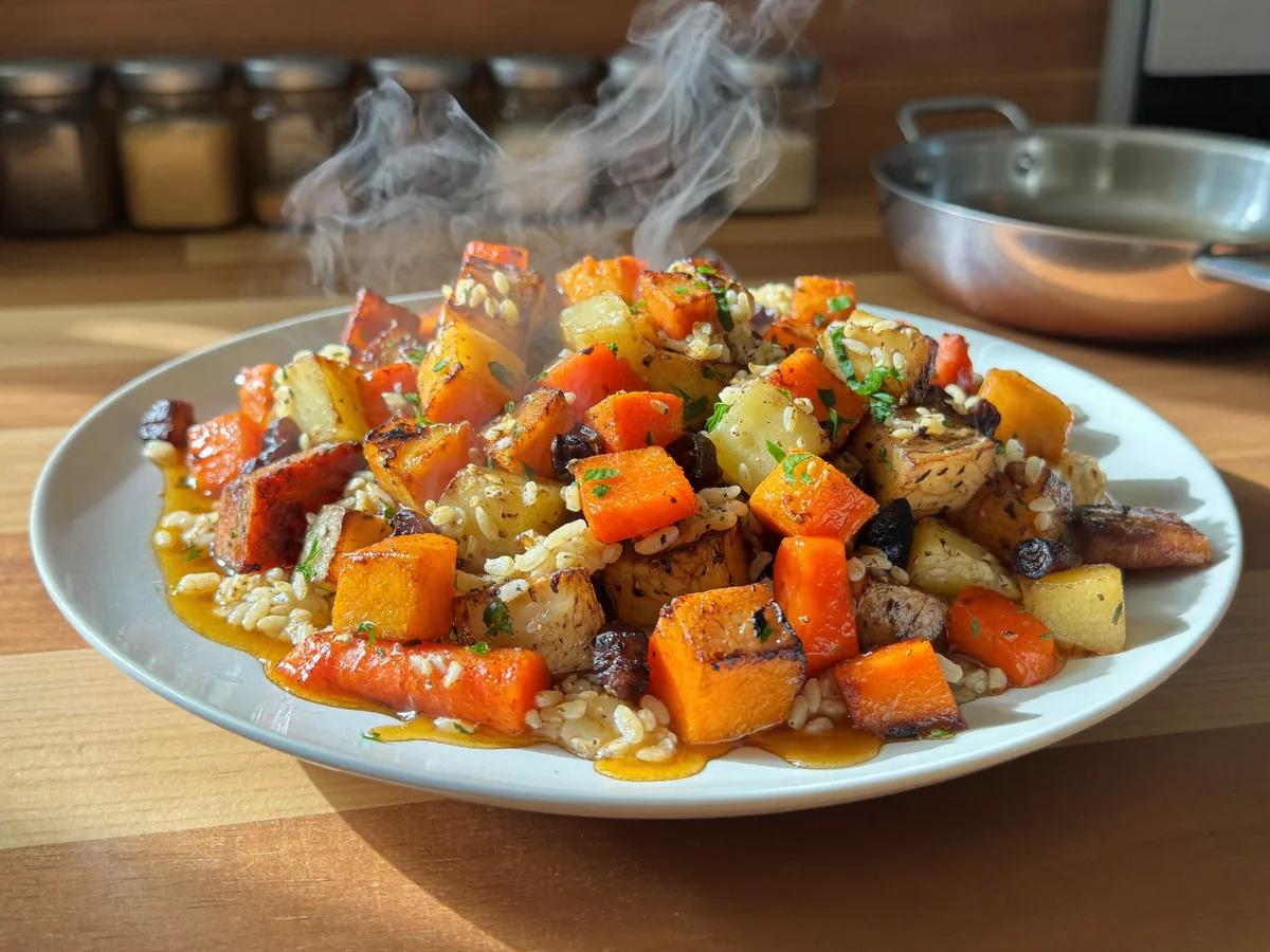 Тыква с рисом и изюмом в духовке