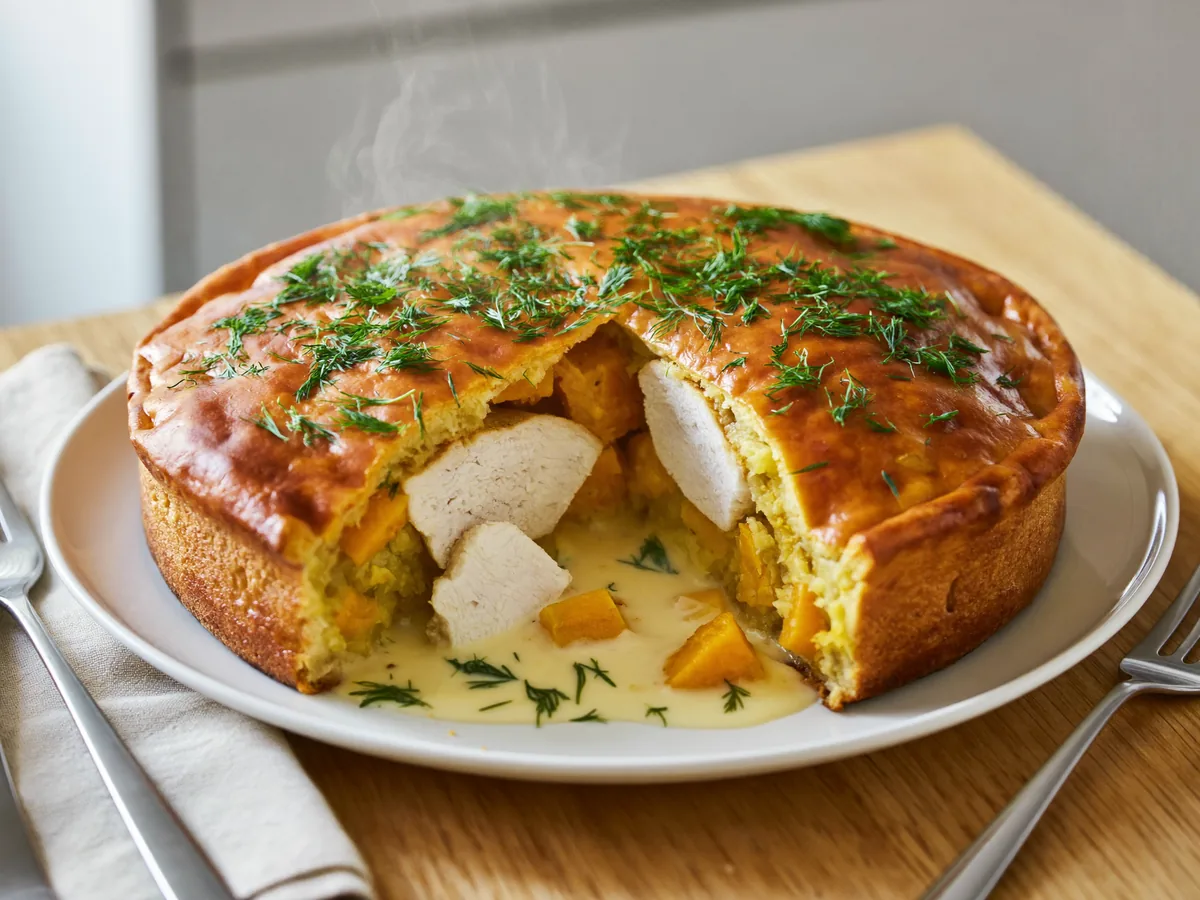 Тыквенный пирог с курицей