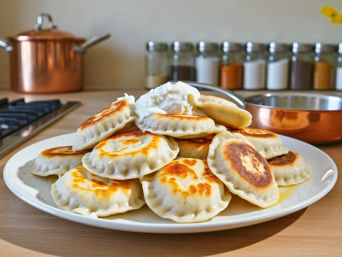 Вареники с творогом и шпинатом