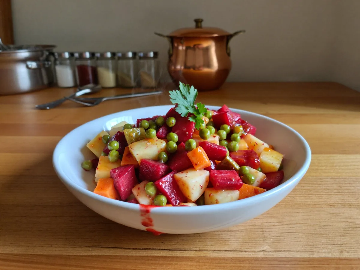Винегрет с зеленым луком (постный)