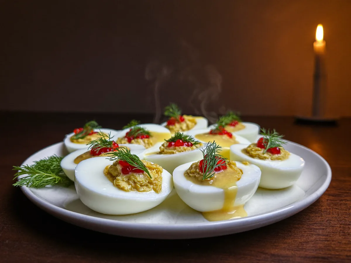 Яйца фаршированные красной икрой