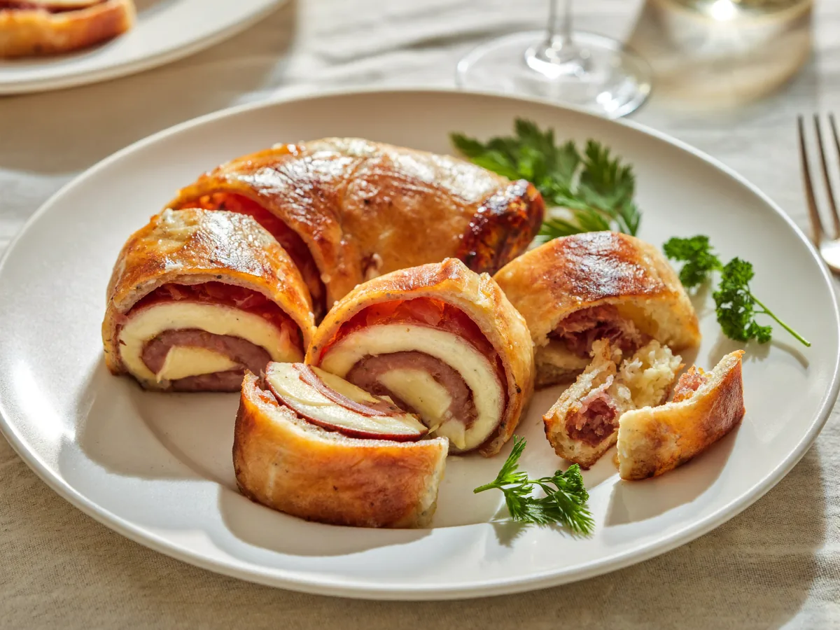 Закусочные рулеты из колбасы с сыром