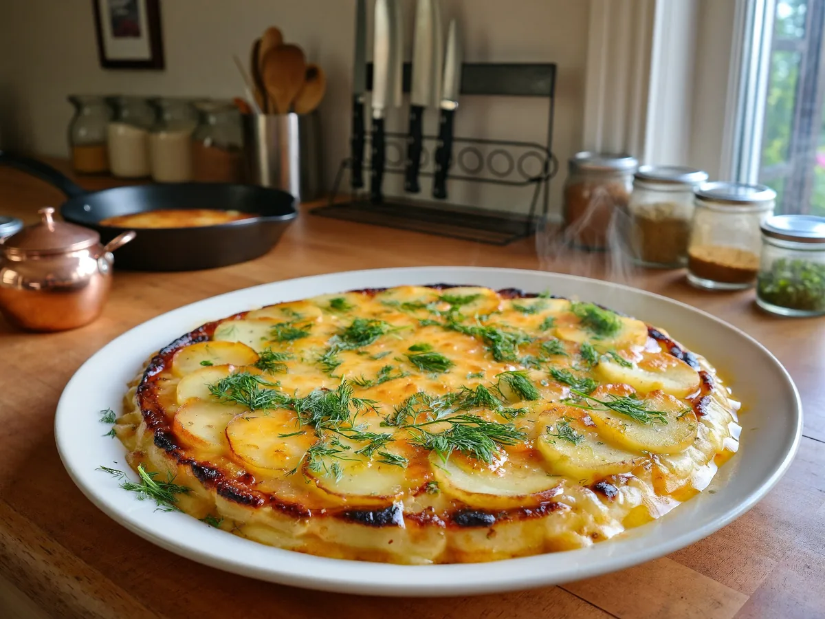 Запеченная картошка с чесноком, сливочным маслом и укропом в духовке