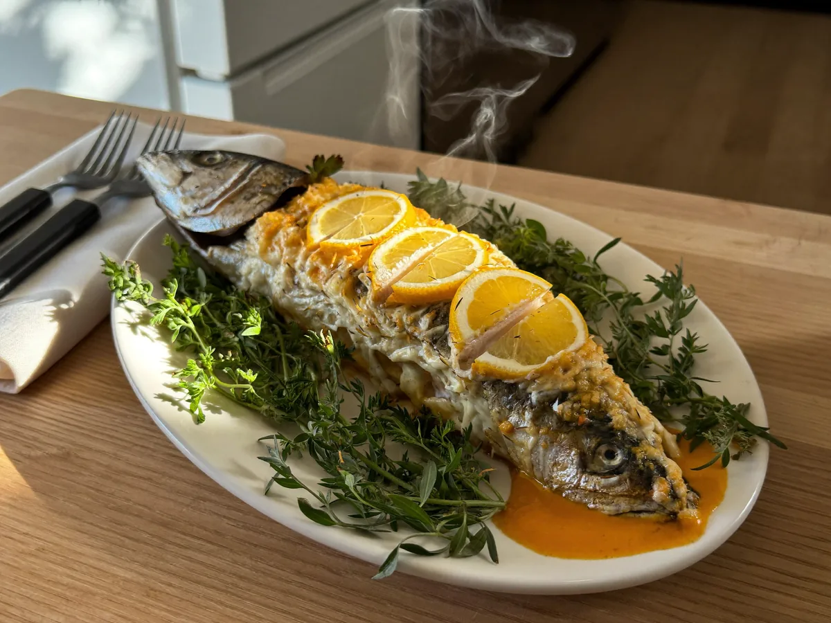 Запеченная скумбрия с сыром и майонезом