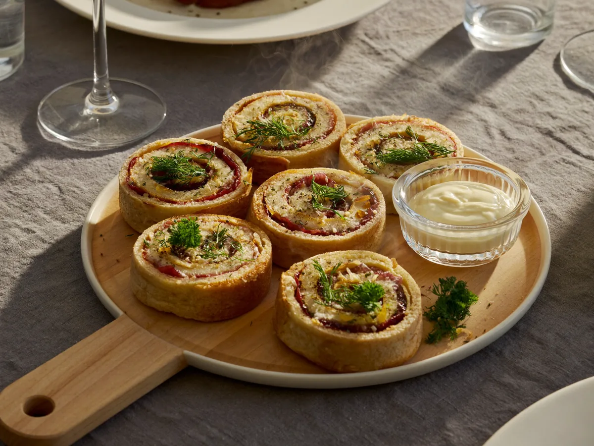 Запеченный рулет из лаваша с сыром и помидорами