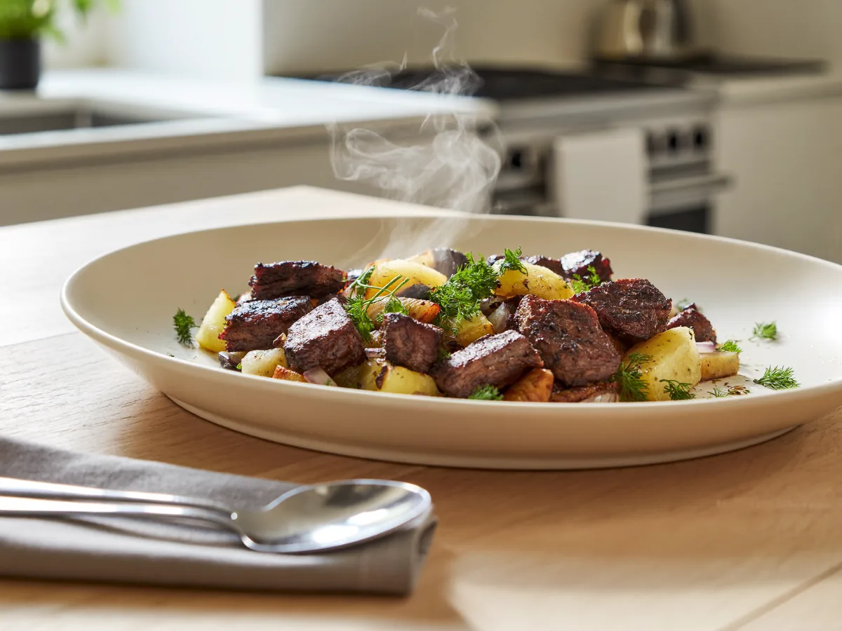 Жареная картошка с куриной печенью
