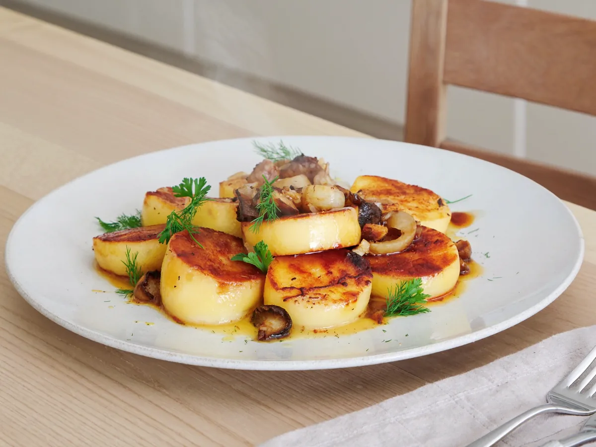 Жареная картошка с шампиньонами и луком