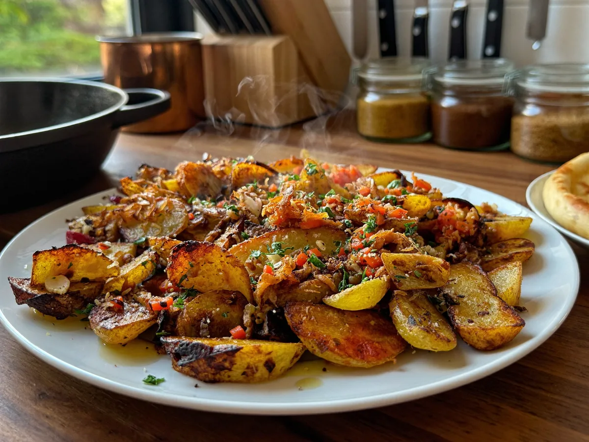 Жареная картошка с вареными грибами (опятами)