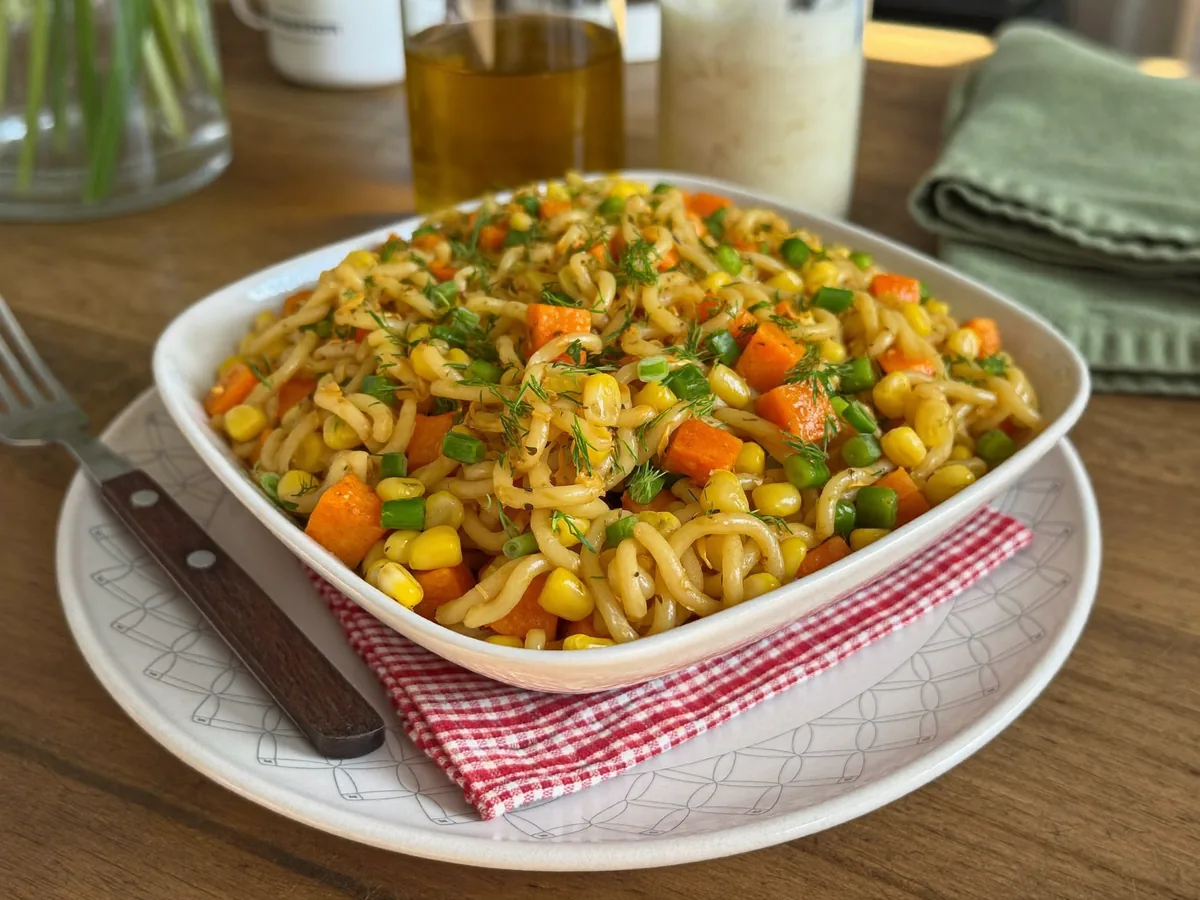 Жареная вермишель с овощами