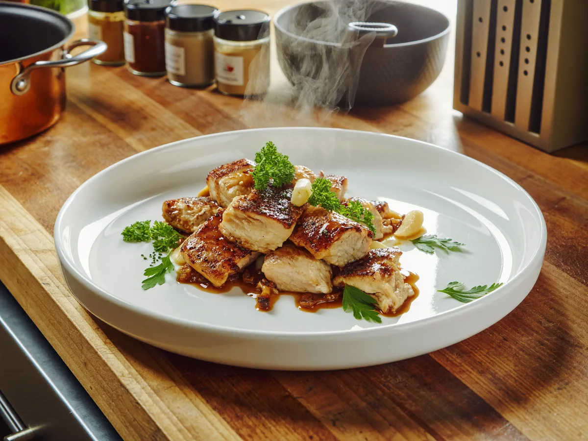 Жареные соленые огурцы с курицей