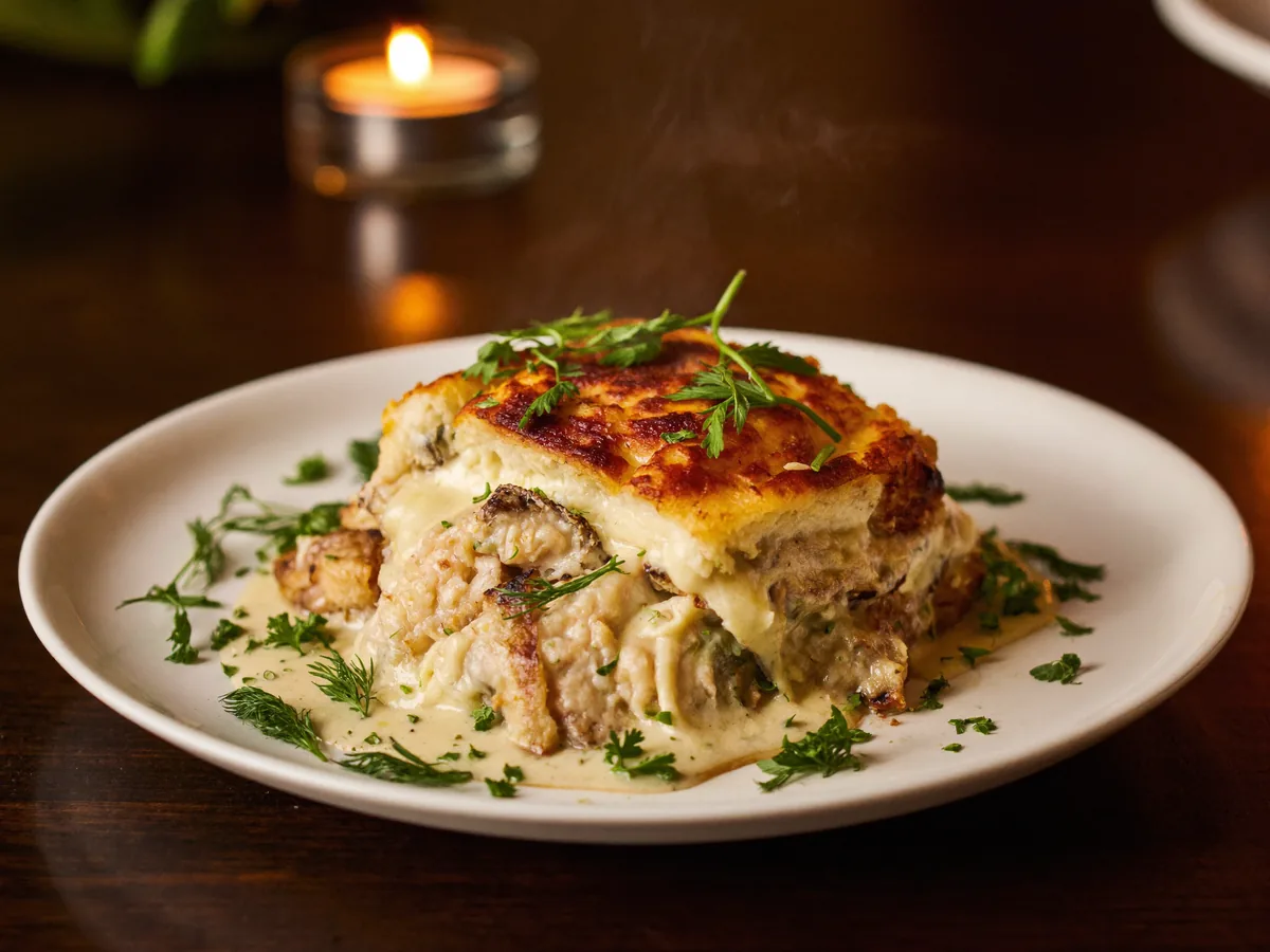 Жульен с курицей, грибами и сметаной